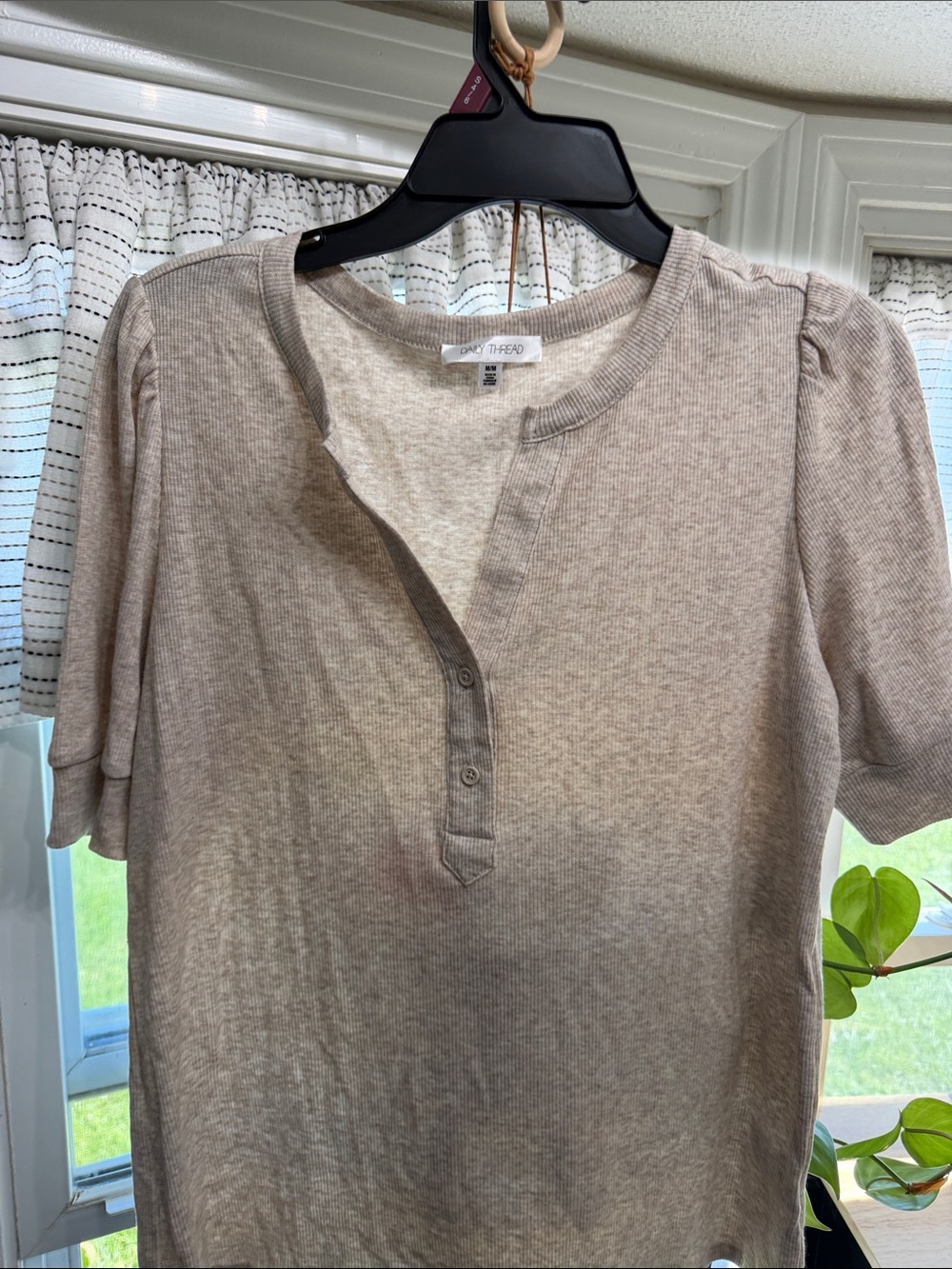 Daily Thread Short Sleeve Henley Top - Taupe